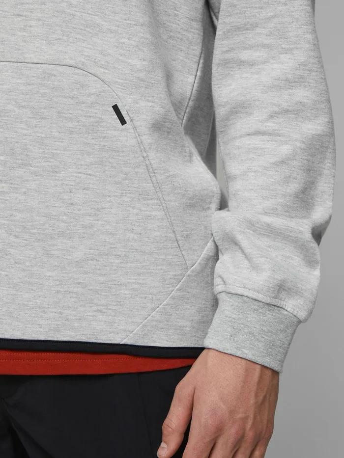 Sweatshirts JACK and JONES Mens ZIPPED THROUGH HOODIE Grey Light Grey Melange Cheap On Sale