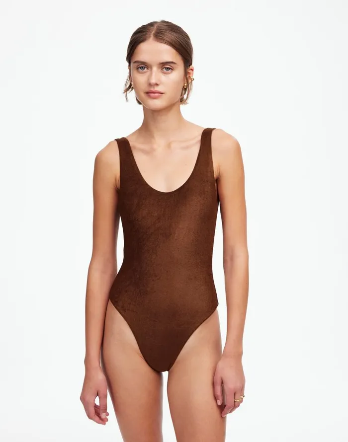 Swim Women Madewell Jade Swim Evolve Contour OnePiece Swimsuit Espresso