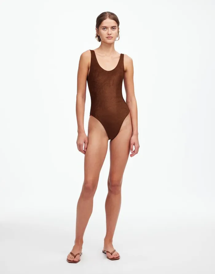 Swim Women Madewell Jade Swim Evolve Contour OnePiece Swimsuit Espresso