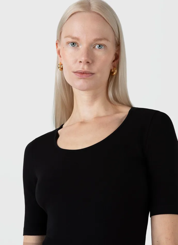 Tshirts and Tops ussunspel Women Stretch Cotton Scoop Top Black Tshirts and Tops ussunspel Women Stretch Cotton Scoop Top Black