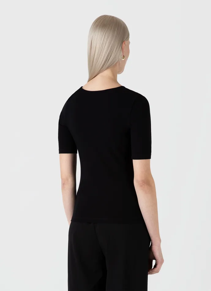 Tshirts and Tops ussunspel Women Stretch Cotton Scoop Top Black Tshirts and Tops ussunspel Women Stretch Cotton Scoop Top Black
