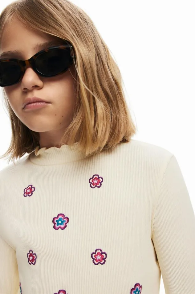 Tshirts And Shirts Kids Desigual Longsleeve Floral Tshirt White