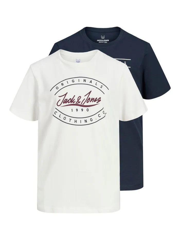 Tshirts JACK and JONES Junior BOYS 2PACK TSHIRT White Cloud Dancer On Sale