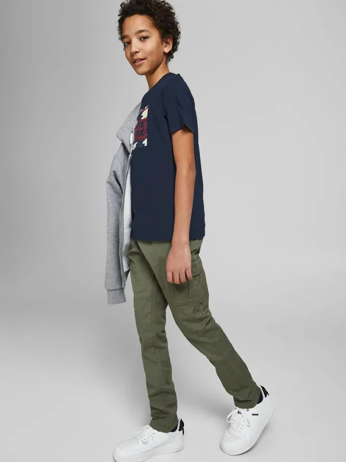 Tshirts JACK and JONES Junior BOYS CAMO LOGO TSHIRT Blue Navy Blazer Gift 4 You