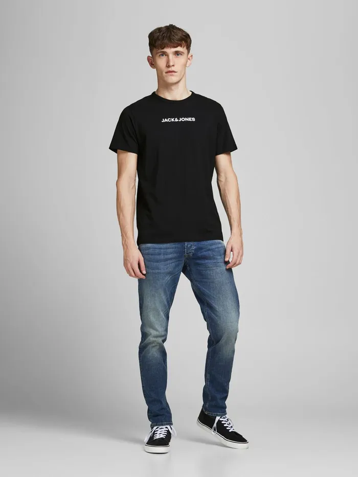 Tshirts JACK and JONES Mens 3PACK COTTON JERSEY LOGO TSHIRT Black Black Gift for Friend