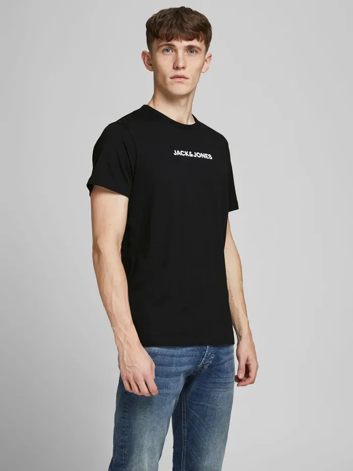 Tshirts JACK and JONES Mens 3PACK COTTON JERSEY LOGO TSHIRT Black Black Gift for Friend