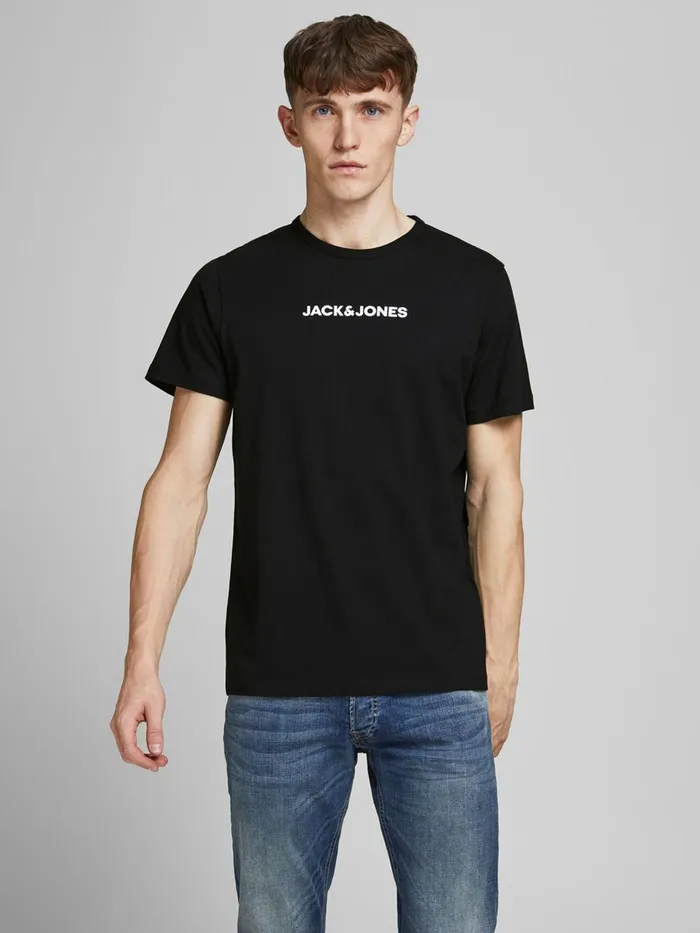 Tshirts JACK and JONES Mens 3PACK COTTON JERSEY LOGO TSHIRT Black Black Gift for Friend
