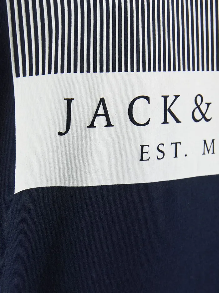 Tshirts JACK and JONES Mens BOXED LOGO TSHIRT Blue Navy Blazer On Sale