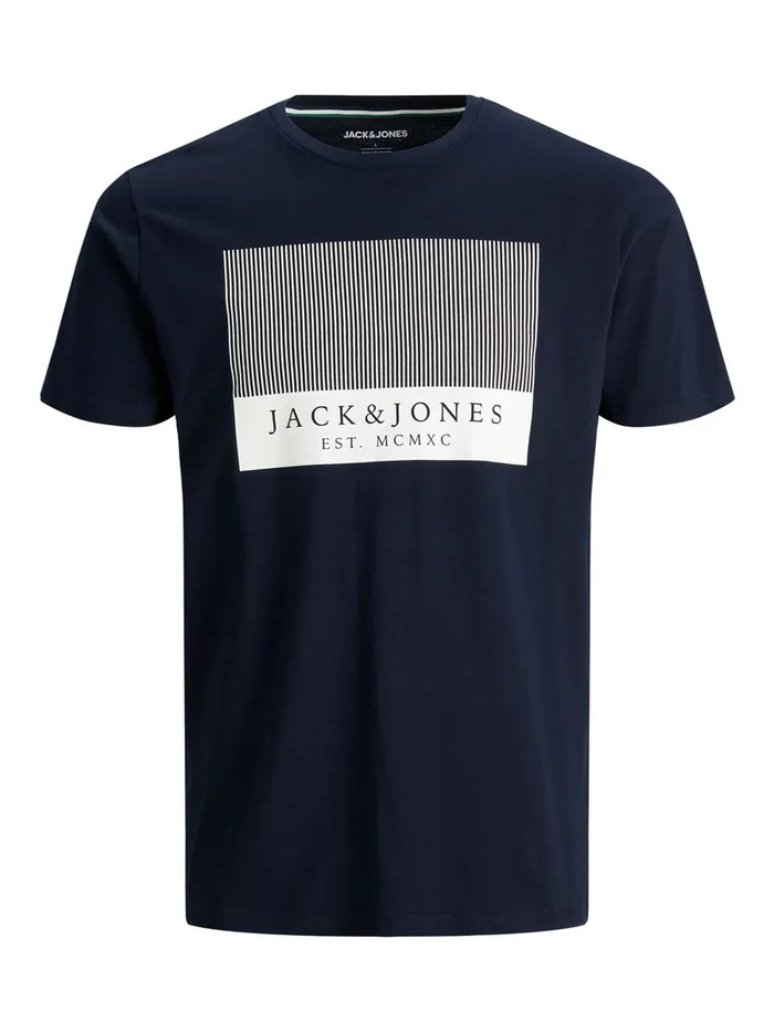 Tshirts JACK and JONES Mens BOXED LOGO TSHIRT Blue Navy Blazer On Sale