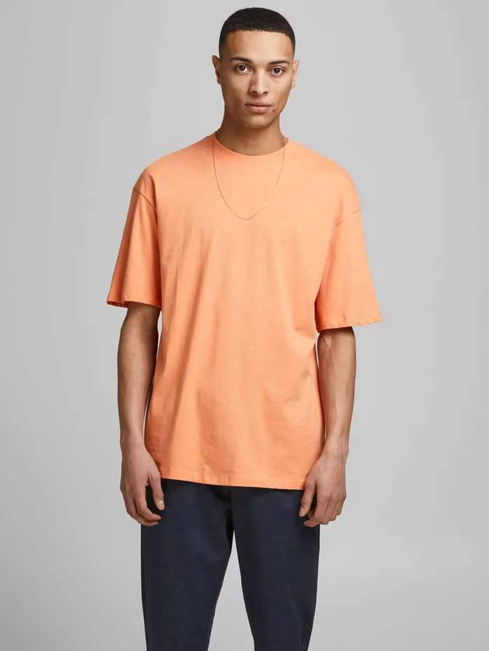 Tshirts JACK and JONES Mens BOXY FIT COTTON TSHIRT Pastel Shell Coral Cheap On Sale Tshirts JACK and JONES Mens BOXY FIT COTTON TSHIRT Pastel Shell Coral Cheap On Sale