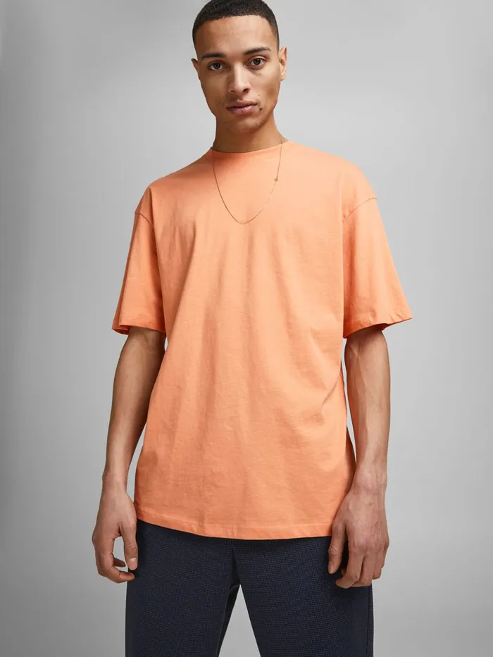 Tshirts JACK and JONES Mens BOXY FIT COTTON TSHIRT Pastel Shell Coral Cheap On Sale
