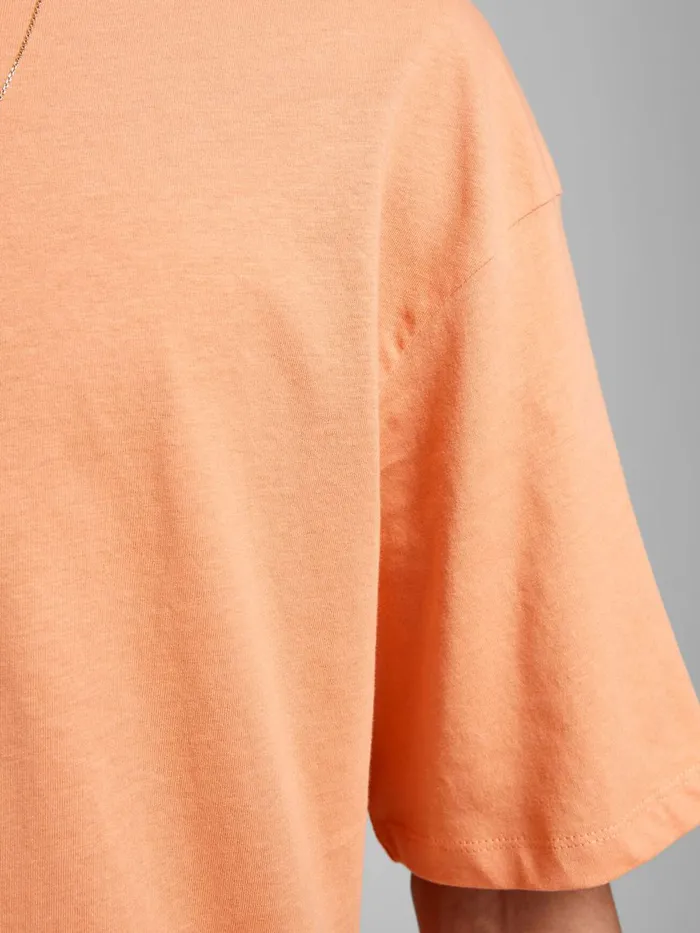Tshirts JACK and JONES Mens BOXY FIT COTTON TSHIRT Pastel Shell Coral Cheap On Sale
