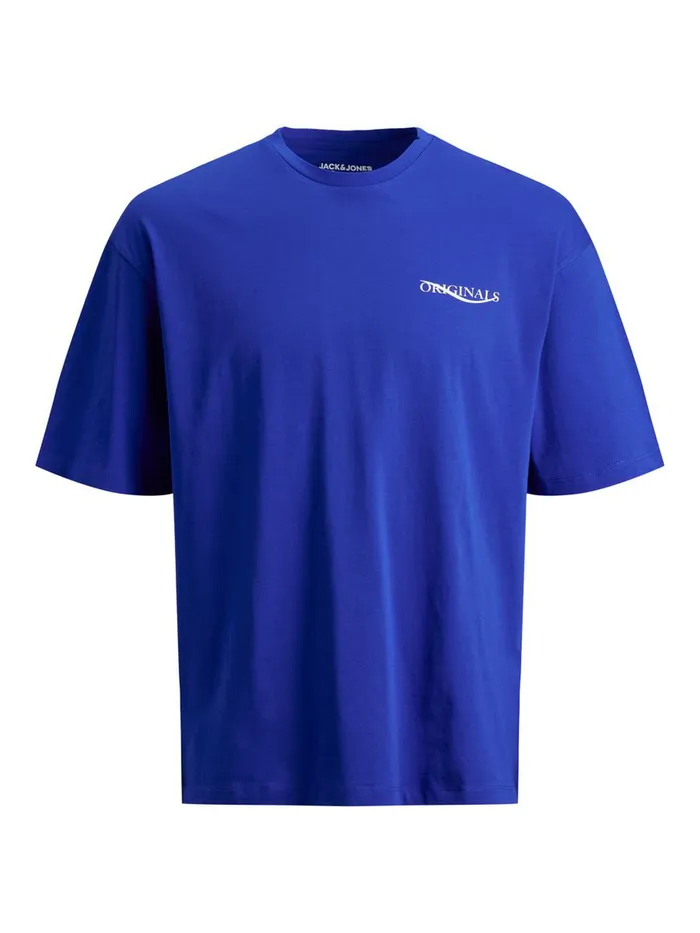 Tshirts JACK and JONES Mens BOXY FIT PRINT TSHIRT Blue Surf the Web Cheap On Sale