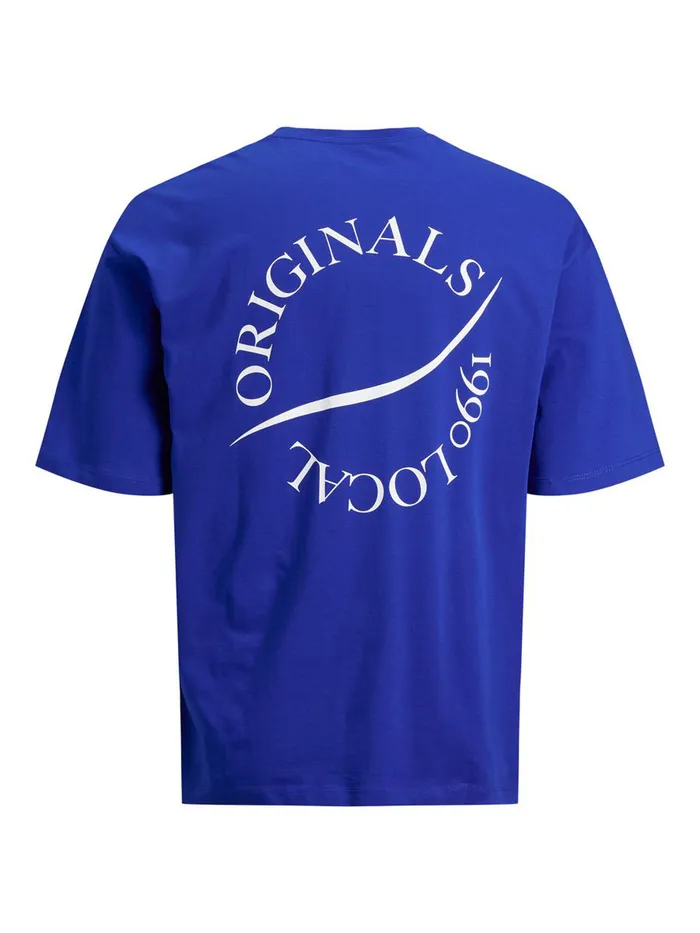 Tshirts JACK and JONES Mens BOXY FIT PRINT TSHIRT Blue Surf the Web Cheap On Sale