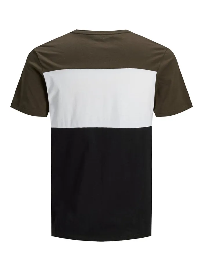 Tshirts JACK and JONES Mens COLOUR BLOCK LOGO TSHIRT Green Forest Night Online