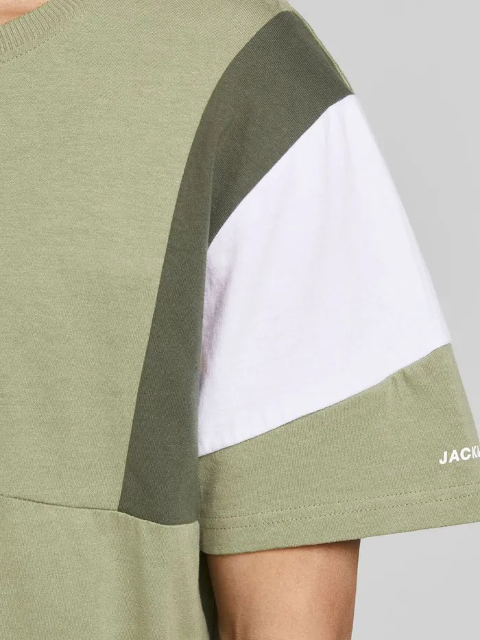 Tshirts JACK and JONES Mens COLOUR BLOCK TSHIRT Green Oil Green Online