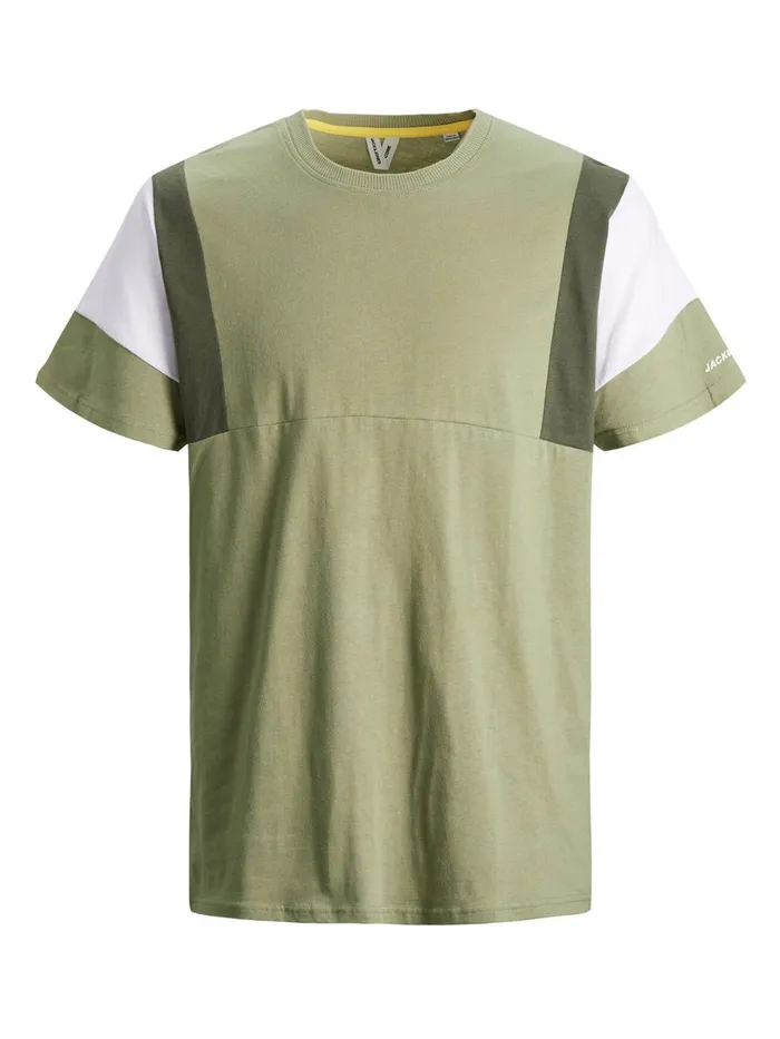 Tshirts JACK and JONES Mens COLOUR BLOCK TSHIRT Green Oil Green Online