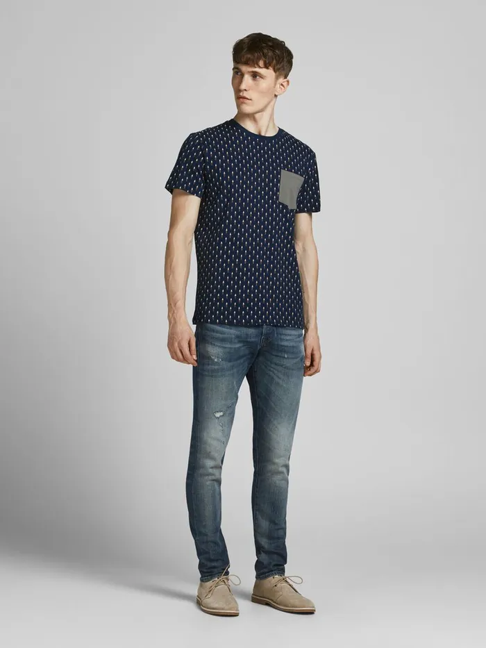 Tshirts JACK and JONES Mens CONTRAST POCKET TSHIRT Blue Navy Blazer On Sale