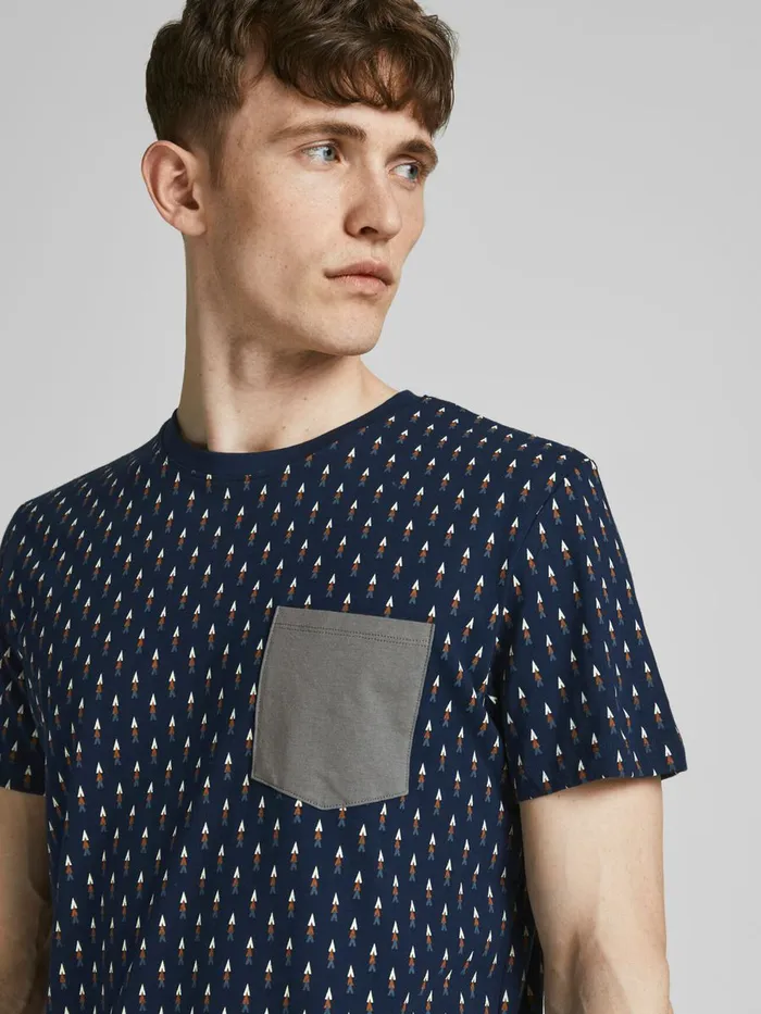 Tshirts JACK and JONES Mens CONTRAST POCKET TSHIRT Blue Navy Blazer On Sale
