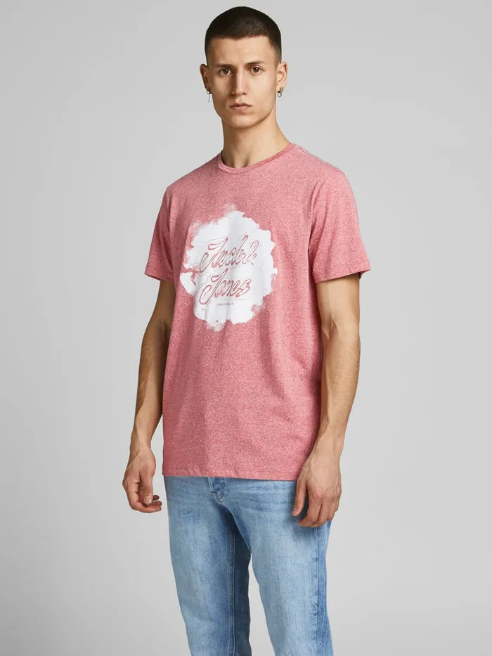 Tshirts JACK and JONES Mens FRONT LOGO PRINT TSHIRT Pink Slate Rose Cheap On Sale Tshirts JACK and JONES Mens FRONT LOGO PRINT TSHIRT Pink Slate Rose Cheap On Sale
