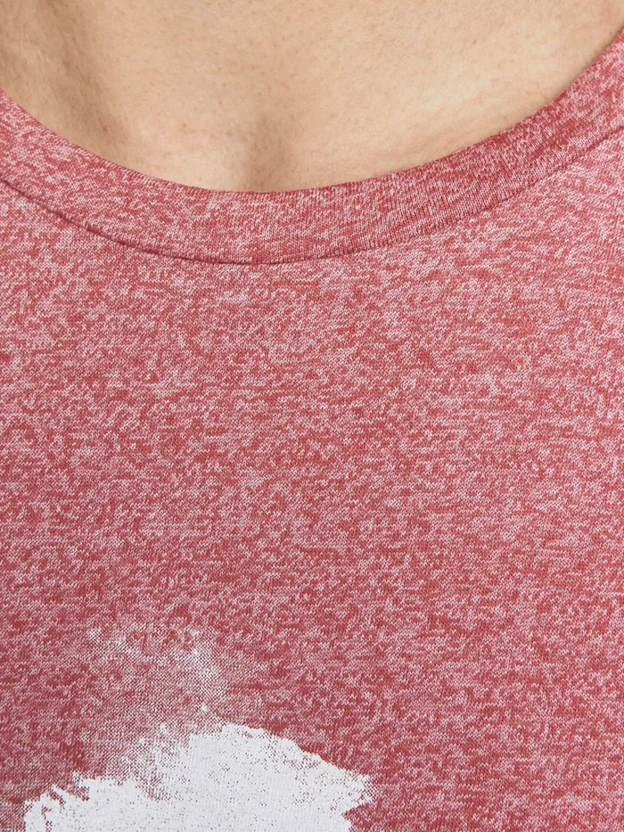 Tshirts JACK and JONES Mens FRONT LOGO PRINT TSHIRT Pink Slate Rose Cheap On Sale