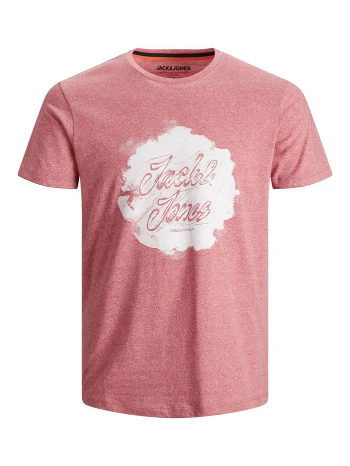 Tshirts JACK and JONES Mens FRONT LOGO PRINT TSHIRT Pink Slate Rose Cheap On Sale