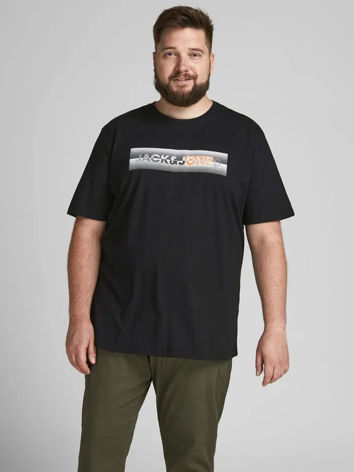 Tshirts JACK and JONES Mens LOGO PLUS SIZE TSHIRT Black Black Near Me
