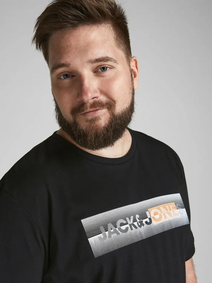 Tshirts JACK and JONES Mens LOGO PLUS SIZE TSHIRT Black Black Near Me