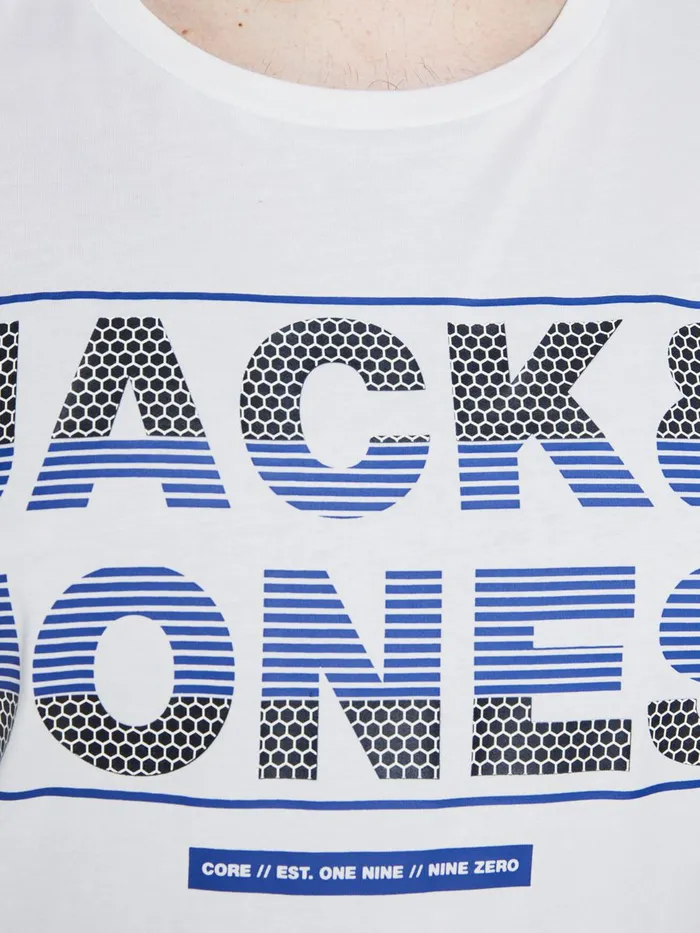 Tshirts JACK and JONES Mens LOGO PRINT PLUS SIZE TSHIRT White White Popular