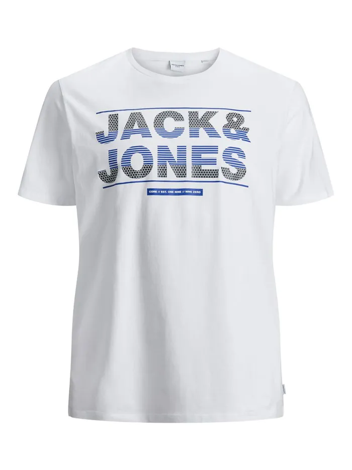 Tshirts JACK and JONES Mens LOGO PRINT PLUS SIZE TSHIRT White White Popular