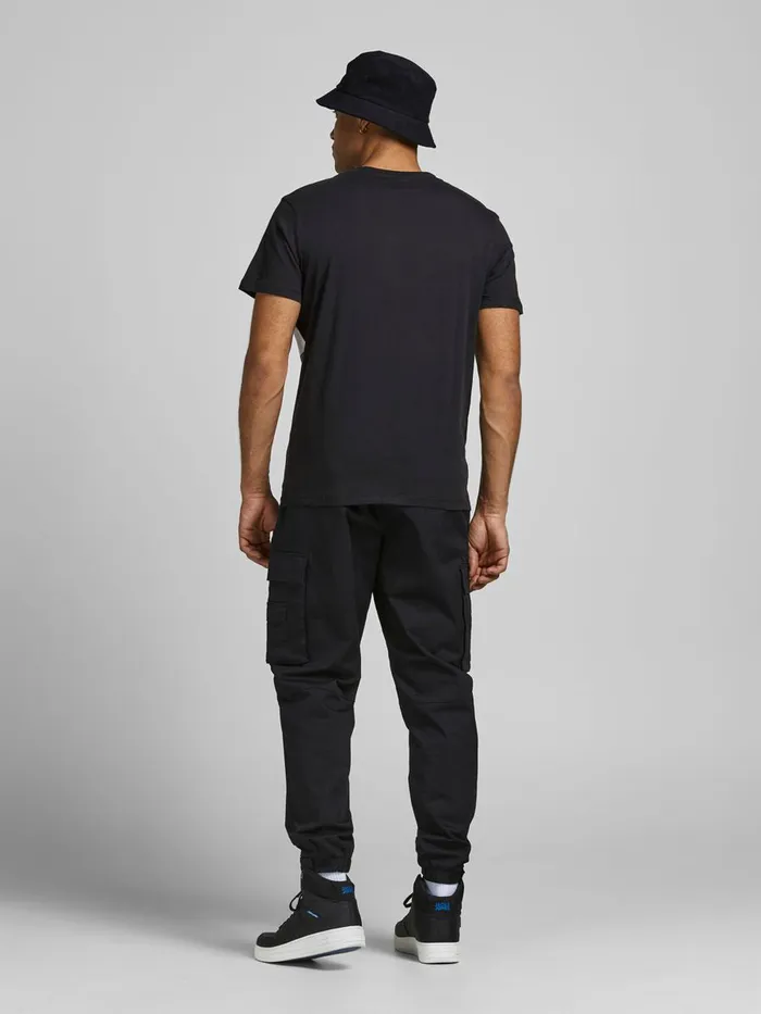 Tshirts JACK and JONES Mens LOGO TSHIRT Black Black Cheap On Sale