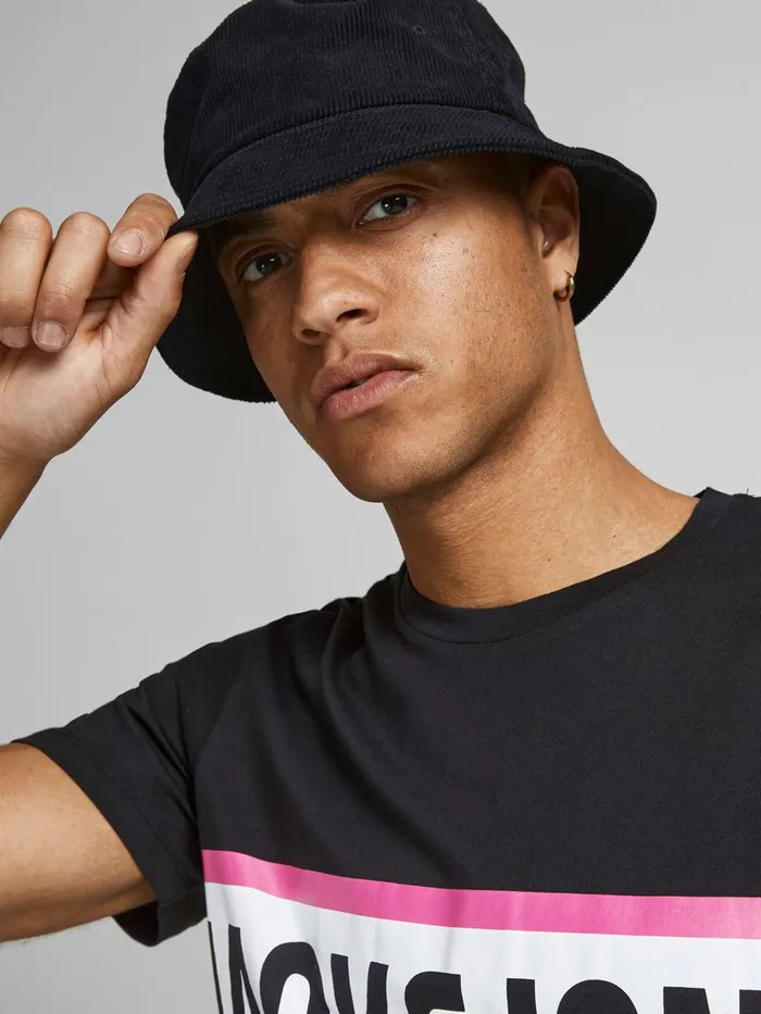 Tshirts JACK and JONES Mens LOGO TSHIRT Black Black Cheap On Sale