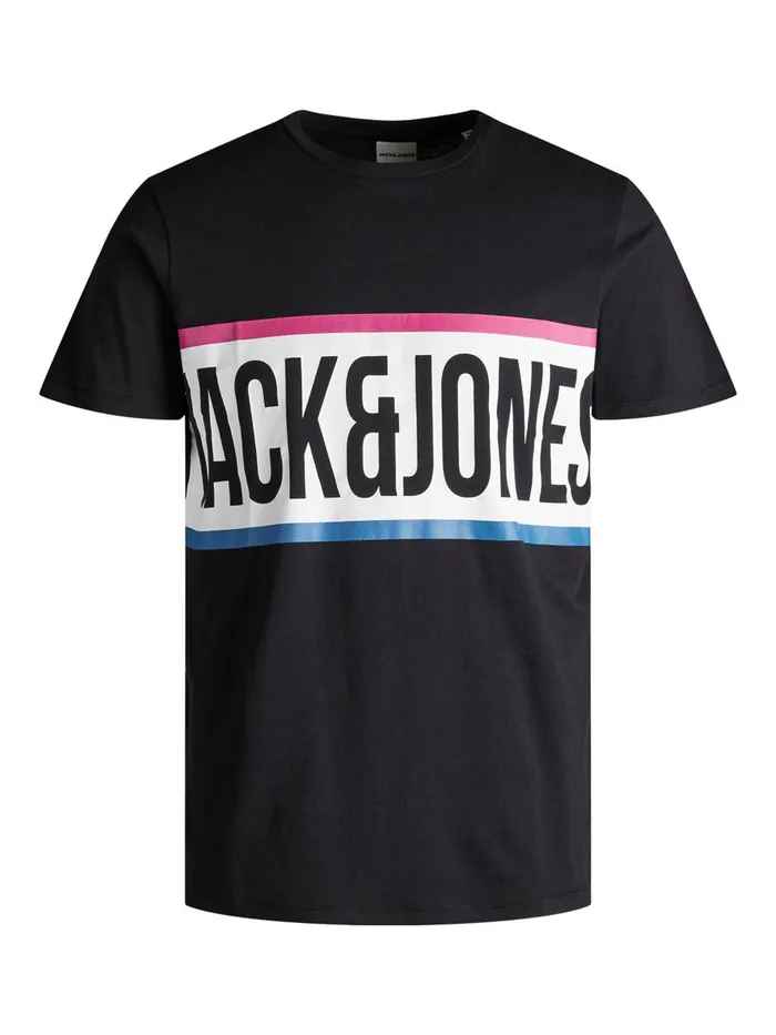Tshirts JACK and JONES Mens LOGO TSHIRT Black Black Cheap On Sale