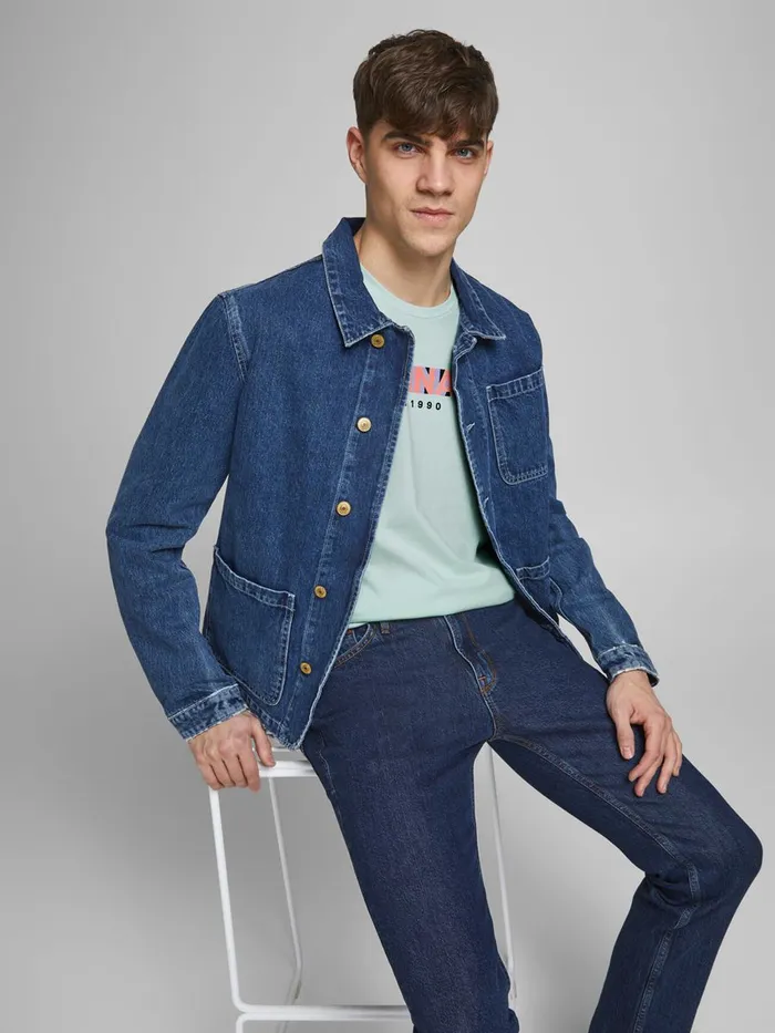 Tshirts JACK and JONES Mens LOGO TSHIRT Blue Pale Blue Gift Ideas