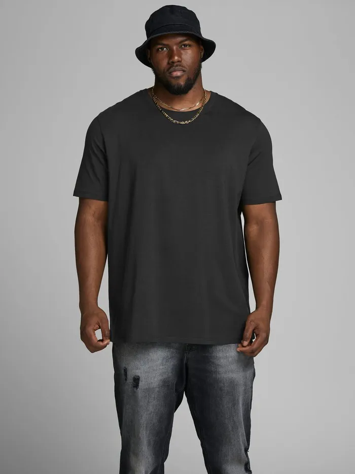 Tshirts JACK and JONES Mens ORGANIC COTTON PLUS SIZE TSHIRT Black Black Casaul Tshirts JACK and JONES Mens ORGANIC COTTON PLUS SIZE TSHIRT Black Black Casaul