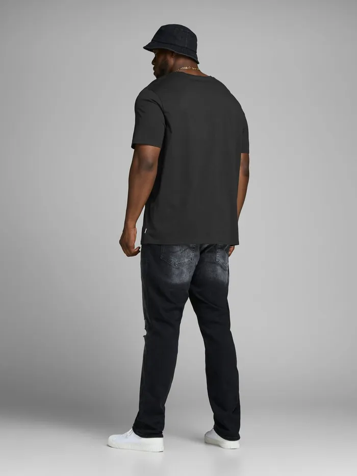Tshirts JACK and JONES Mens ORGANIC COTTON PLUS SIZE TSHIRT Black Black Casaul