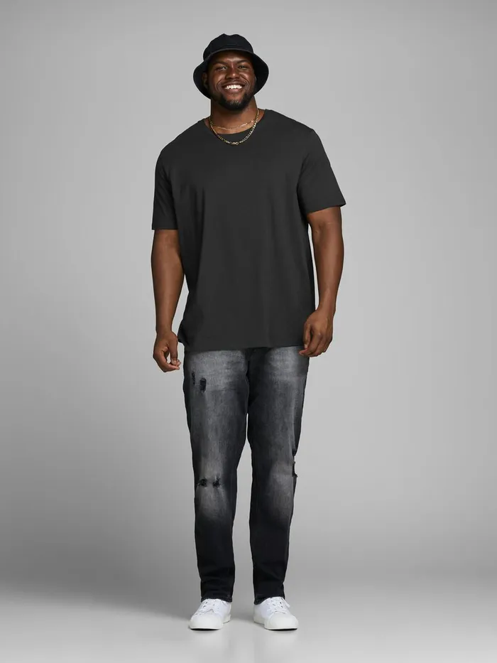 Tshirts JACK and JONES Mens ORGANIC COTTON PLUS SIZE TSHIRT Black Black Casaul