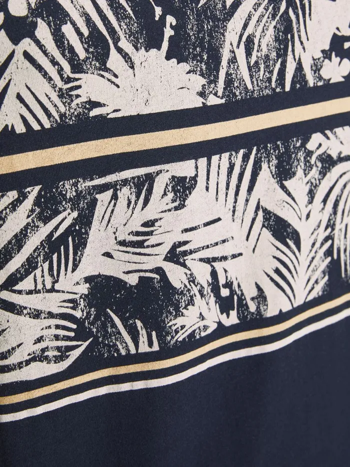 Tshirts JACK and JONES Mens PALM TREE BLOCK PRINT TSHIRT Blue Navy Blazer On Sale