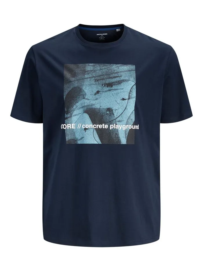 Tshirts JACK and JONES Mens PHOTO PRINT PLUS SIZE TSHIRT Blue Navy Blazer Gift for Friend