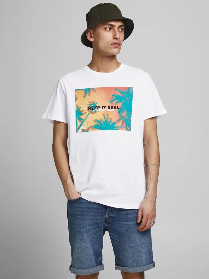Tshirts JACK and JONES Mens PHOTO PRINT TSHIRT White White Gift Ideas