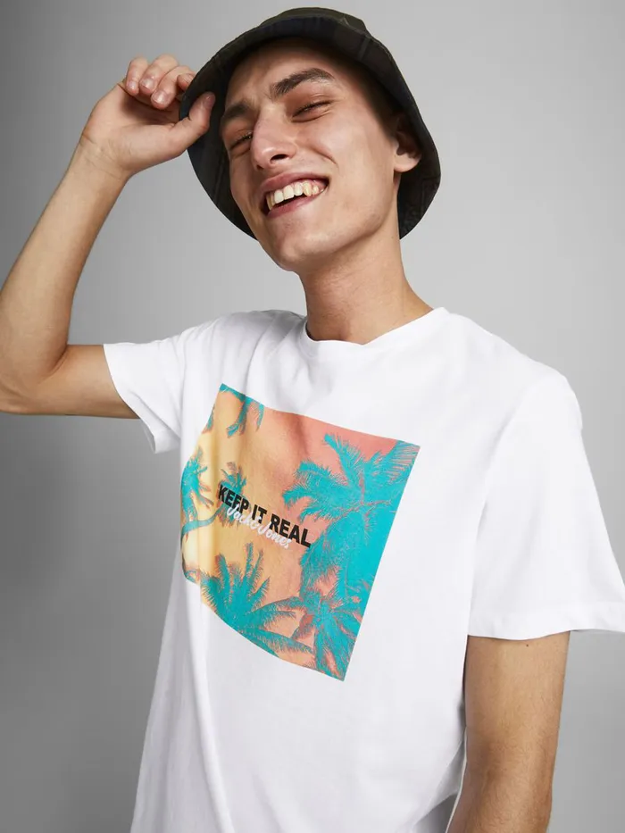 Tshirts JACK and JONES Mens PHOTO PRINT TSHIRT White White Gift Ideas