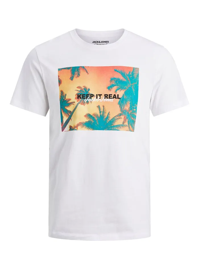 Tshirts JACK and JONES Mens PHOTO PRINT TSHIRT White White Gift Ideas