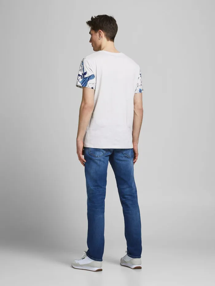Tshirts JACK and JONES Mens PRINTED TSHIRT Grey Glacier Gray Popular