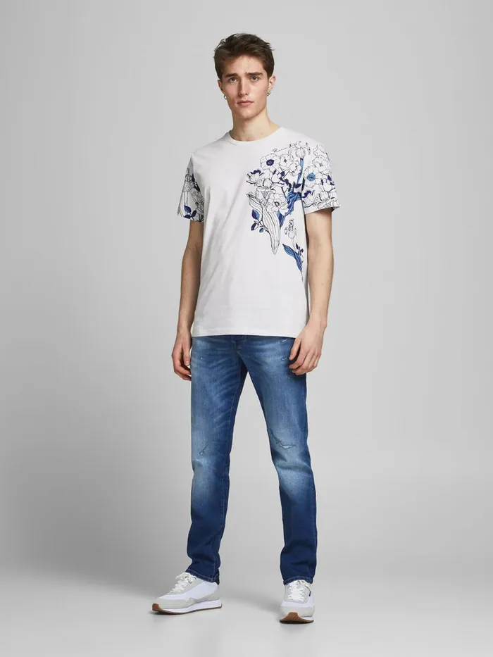 Tshirts JACK and JONES Mens PRINTED TSHIRT Grey Glacier Gray Popular