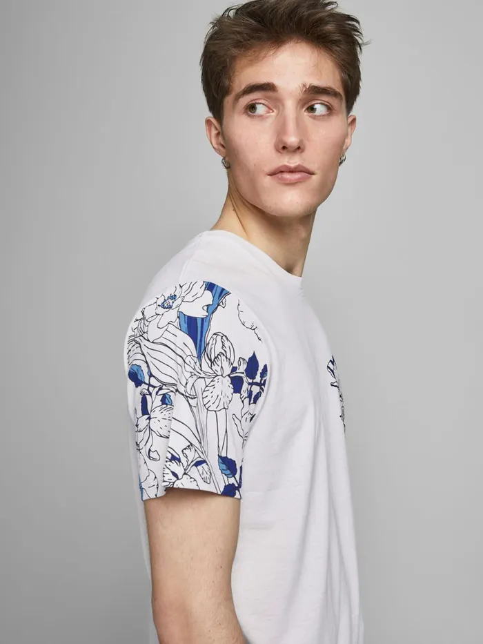 Tshirts JACK and JONES Mens PRINTED TSHIRT Grey Glacier Gray Popular