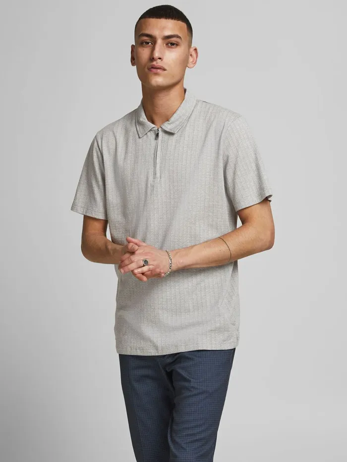 Tshirts JACK and JONES Mens REGULAR FIT KNITTED ZIP POLO SHIRT Grey New Sage Gift Ideas Tshirts JACK and JONES Mens REGULAR FIT KNITTED ZIP POLO SHIRT Grey New Sage Gift Ideas