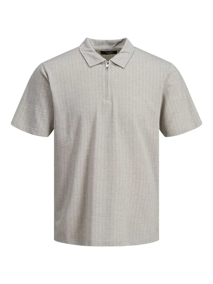 Tshirts JACK and JONES Mens REGULAR FIT KNITTED ZIP POLO SHIRT Grey New Sage Gift Ideas