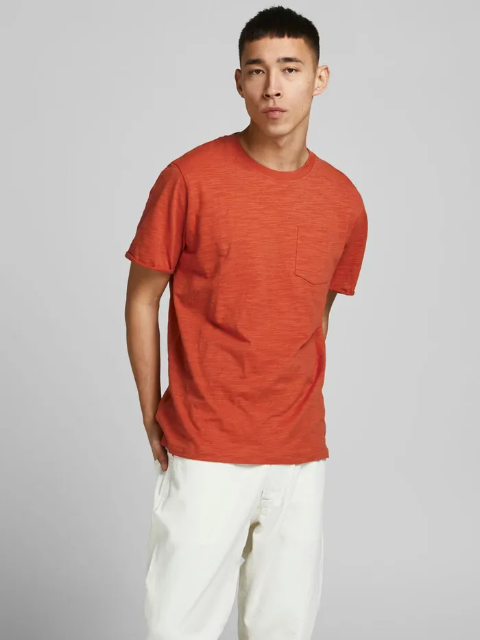 Tshirts JACK and JONES Mens REGULAR FIT SOLID TSHIRT Red Mecca Orange Popular Tshirts JACK and JONES Mens REGULAR FIT SOLID TSHIRT Red Mecca Orange Popular