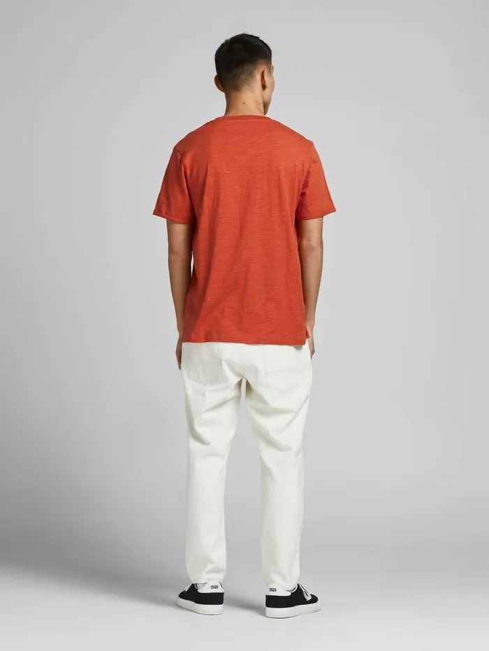 Tshirts JACK and JONES Mens REGULAR FIT SOLID TSHIRT Red Mecca Orange Popular