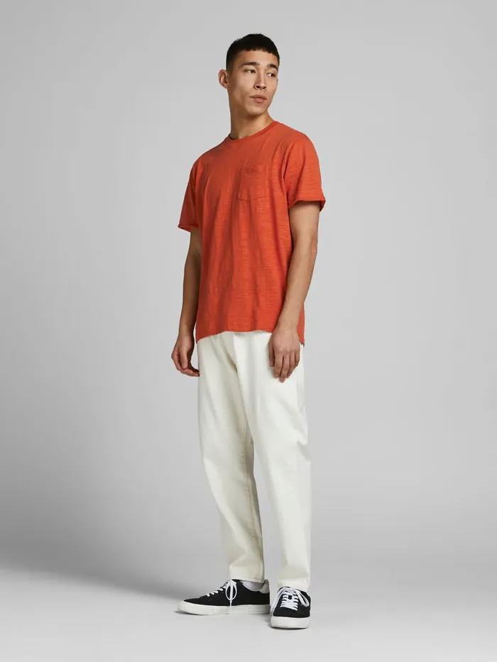 Tshirts JACK and JONES Mens REGULAR FIT SOLID TSHIRT Red Mecca Orange Popular